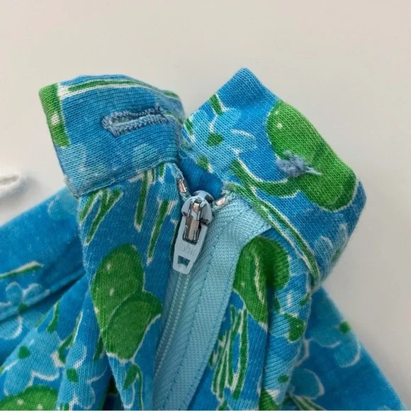 Lilly Pulitzer Vintage 70's Culottes The Lilly 6 Wide Leg Pants Blue Floral Wide Leg